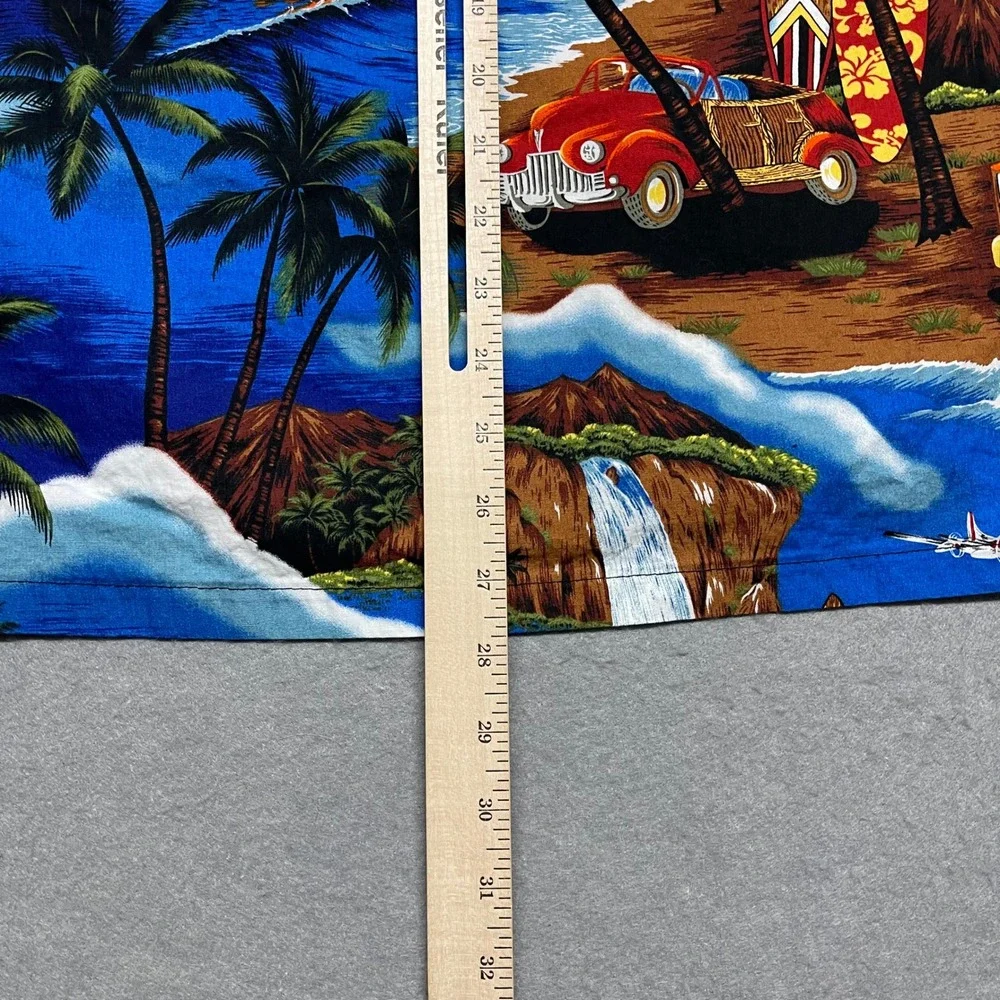 Royal Hawaiian Creations Shirt Mens Medium Blue Tropical Surfboard Classic Cars - Picture 7 of 9